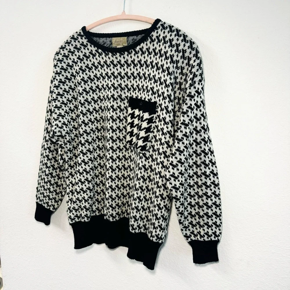 VINTAGE ANN WI HOUNDSTOOTH SWEATER - Picture 3 of 7